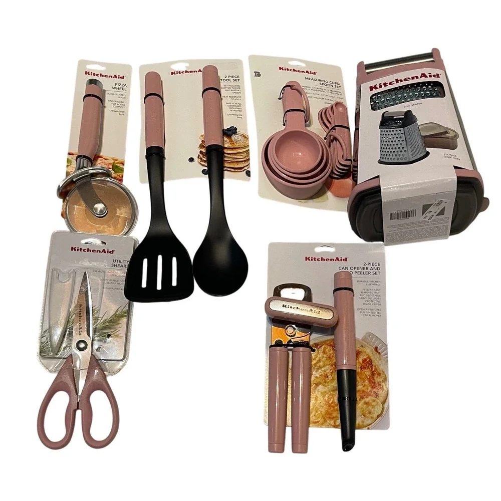 KitchenAid Kitchen Tool/Gadget 12 piece Set Rose Pink Grater Peeler Shears New